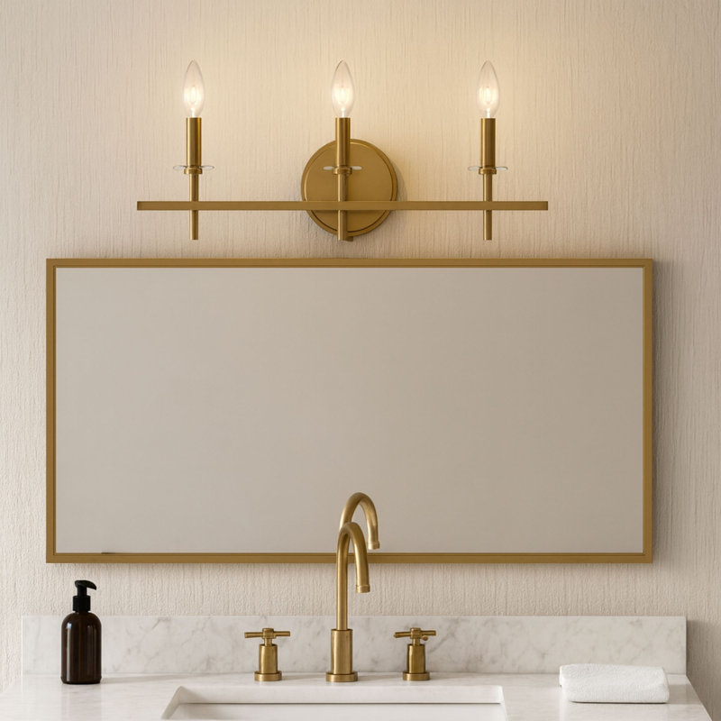 Éclairage pour salle de bain 3 lumières Sapello Plug & Play de style transitionnel et moderne - 6,85 po de hauteur et 22 po de largeur