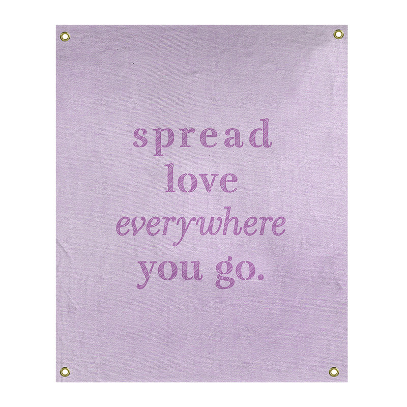 Tapisserie de polyester à l’quoted love quot, H 36 po x l 26 po, Violet