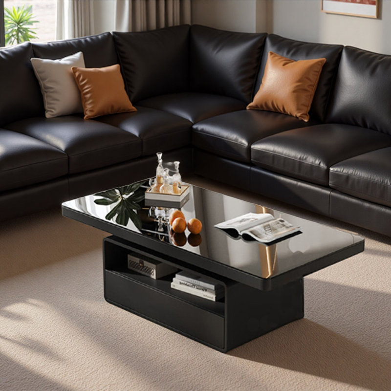 Luxury Black Coffee Table, 17.7" H x 47.2" L x 23.6" W