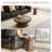 Round Nesting Coffee Table Set of 2, Cocktail Tables with Radial Wood Grain and Sturdy Pedestal Base, No Assembly Needed