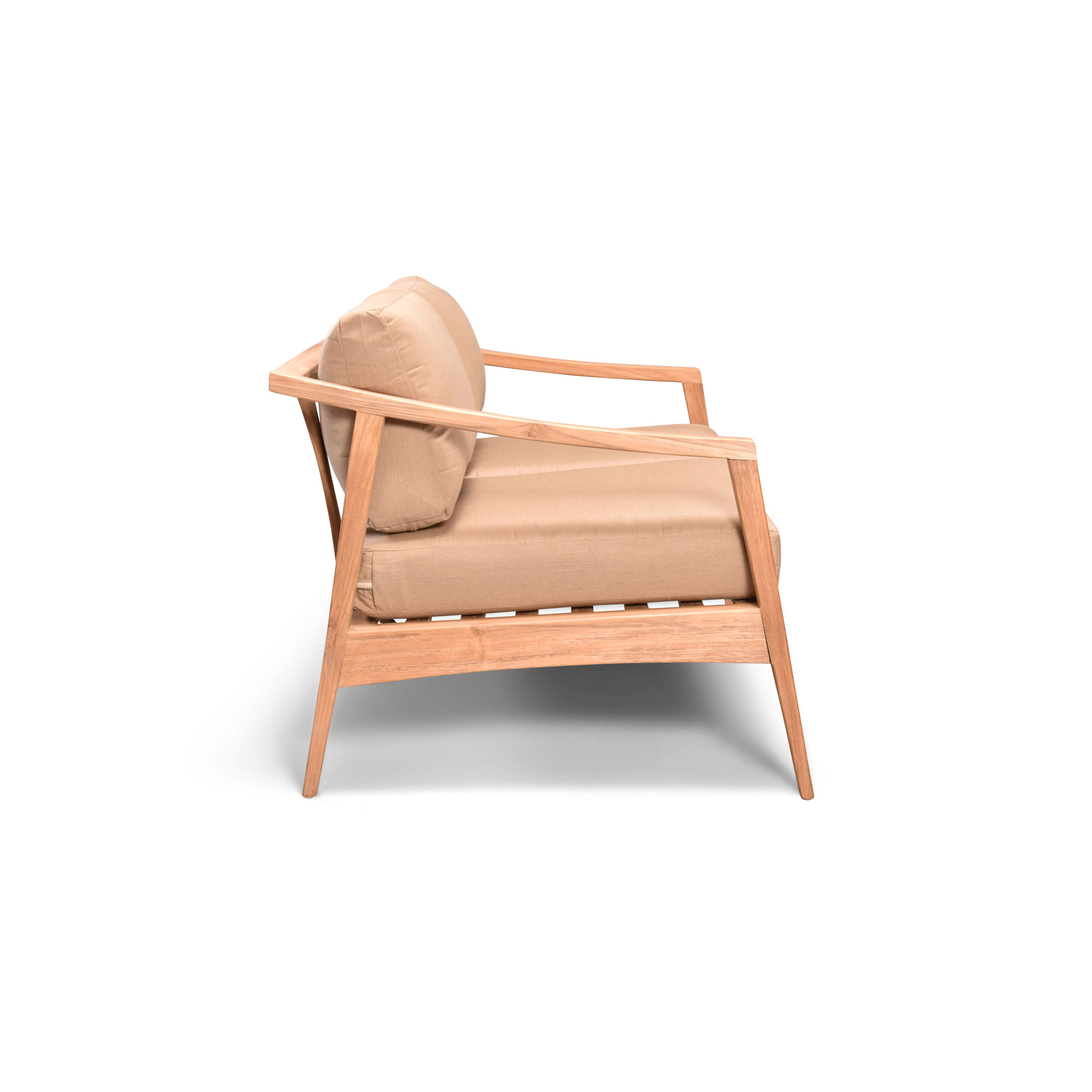 Elswick 59'' Wide Teak Loveseat with Sunbrella® Cushions, Canvas Heather Beige Sunbrella® Canvas