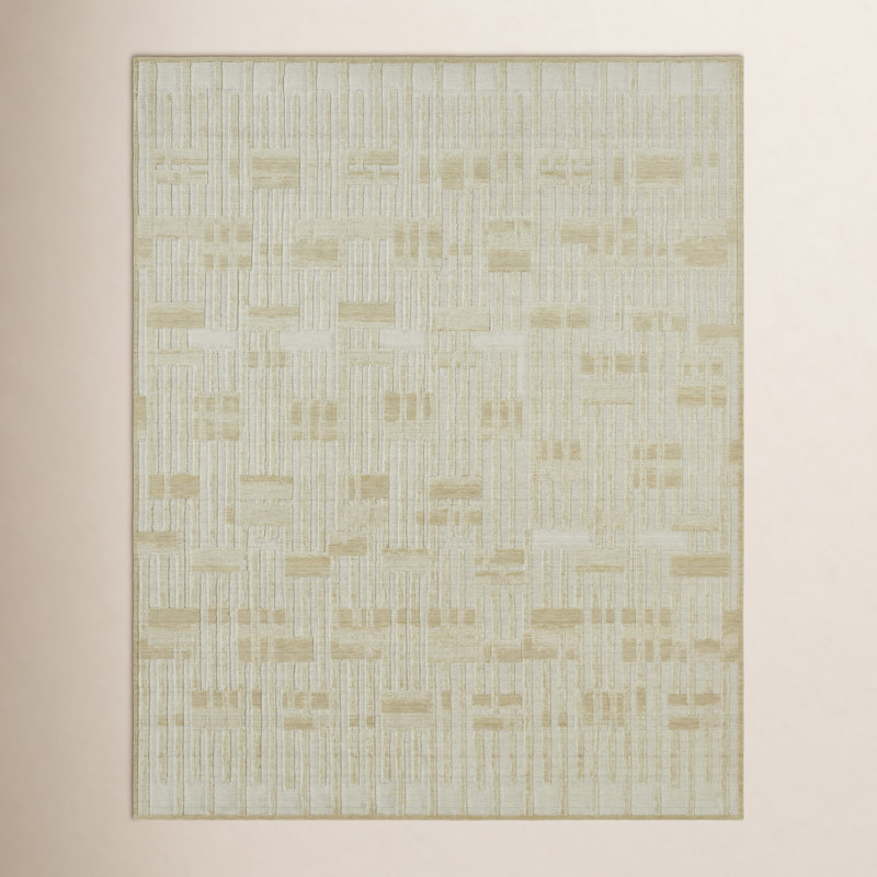 Anissa Power Loom Wool Area Rug, Rectangle 12' x 15', Sand Tones/Cream