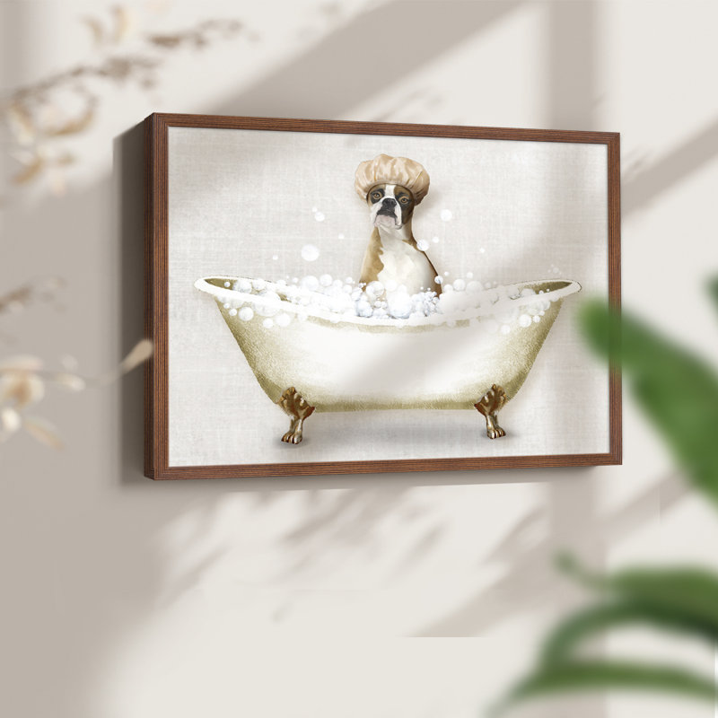 «Bath Dogs I», reproduction encadrée, Noyer, H 22 po x l 28 po