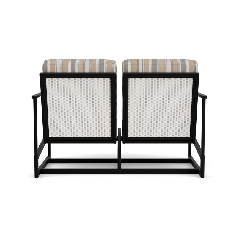 Outdoor Summit Rocker Bench with Cushions, White, Purveyor Pewter, Ebony