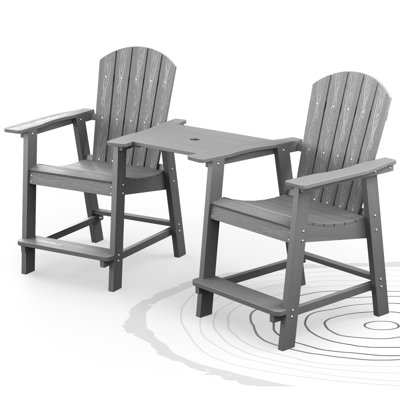 Borghild HIPS Outdoor Adirondack Chair with Table by Rosecliff Heights