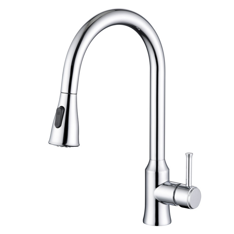 Robinet d'évier de cuisine à poignée simple à un trou sans plomb Summerain, Chrome