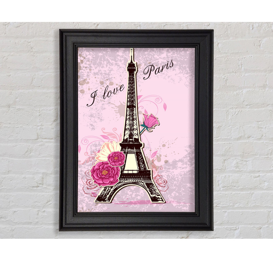 Gerahmtes Leinwandbild Eiffel Tower Love 1