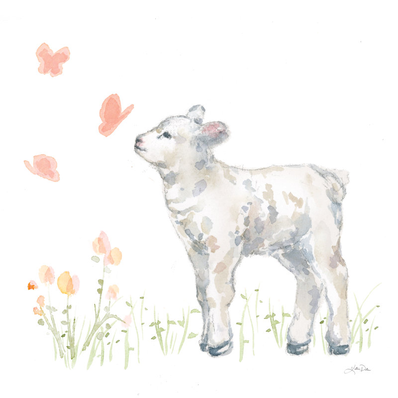 «Spring Lamb IV» par Katrina Pete - reproduction, H 30 po x l 30 po, Non, Toile tendue