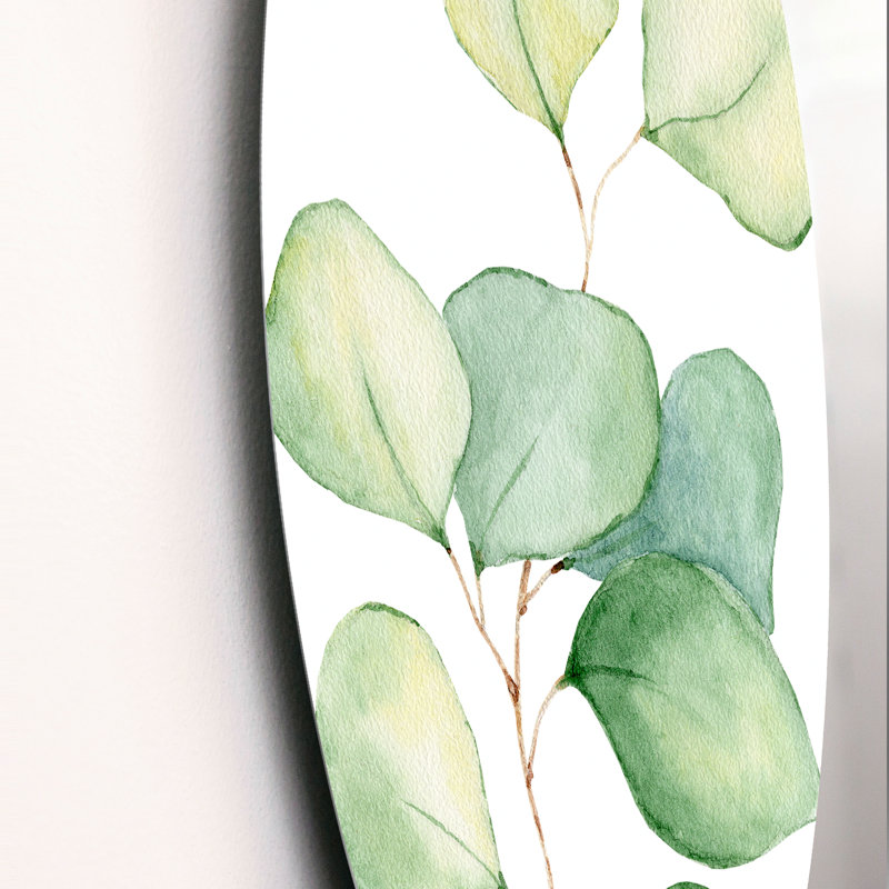 Délicates feuilles d'eucalyptus - Art mural cercle tropical en métal, H 36 po x l 36 po