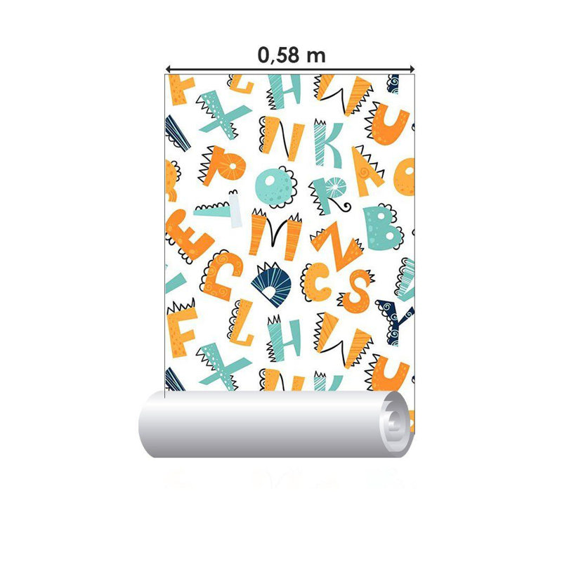 Rouleau de papier peint Kaylin Smooth, Bleu / Orange, L 126 po x l 24 po