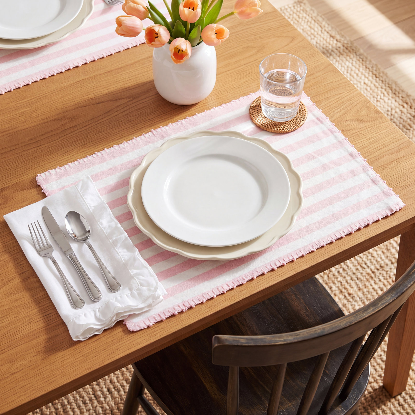 Oxford Cotton Placemat, Pink