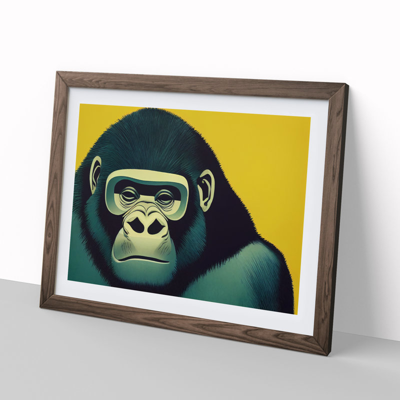 The Good Gorilla Abstract - Single Picture Frame Print, 46cm H x 64cm W, Walnut