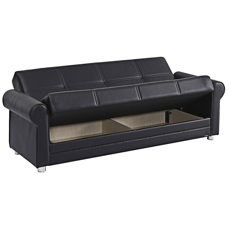 Canapé-lit rembourré convertible avec rangement, Noir