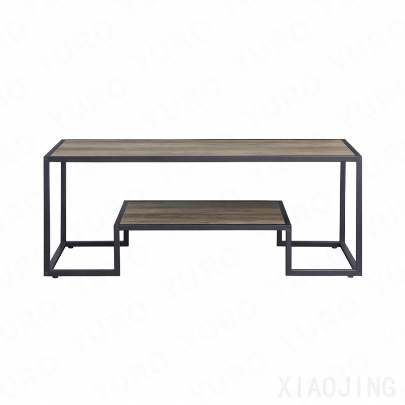 Table basse rectangulaire à 1 niveau, chêne rustique et noir, 17" H x 45" L x 20" W
