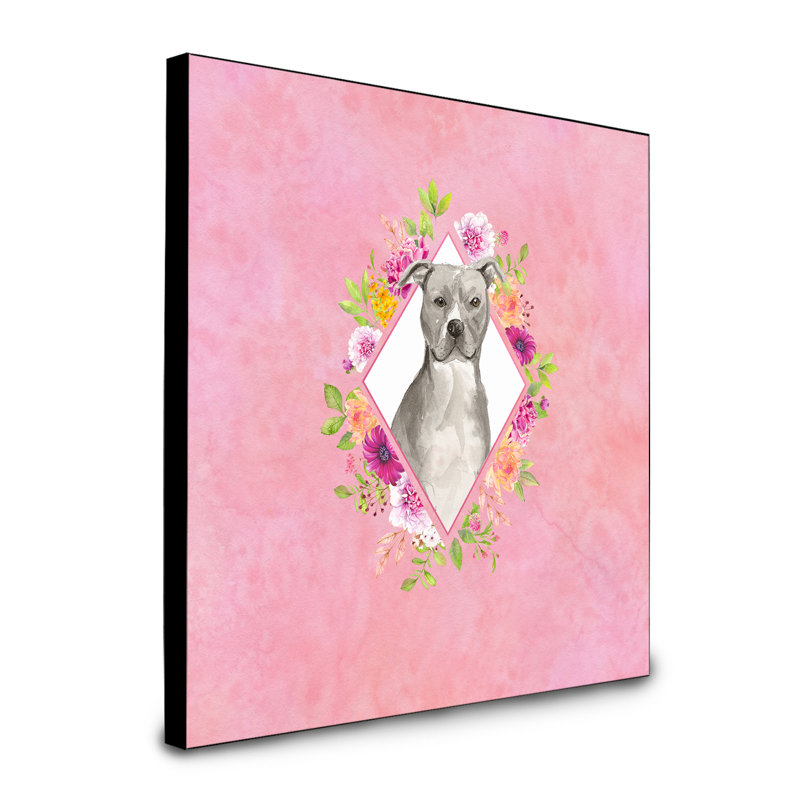 Panneau mural Dollman Flowers, Rose, Pitbull gris
