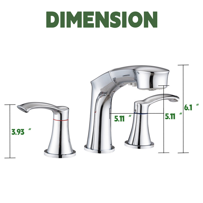 Topcraft 2 Handle Pull-down Bathroom Sink Faucet, Chrome