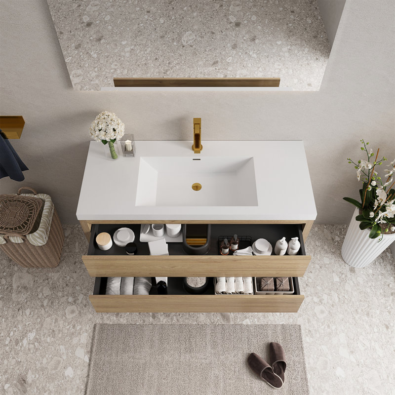 48" Wall-Mounted Bathroom Vanity With Sink
