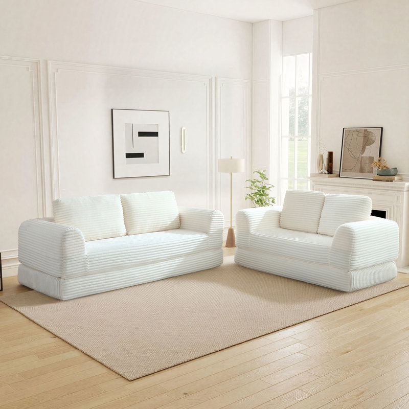 2-Piece Living Room Set Home Lounge Set, Beige