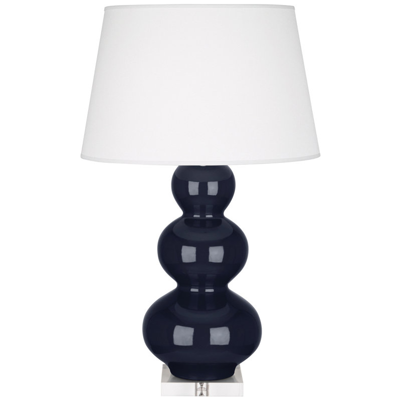 Triple Gourd Ceramic Table Lamp, Midnight Blue Glazed Ceramic