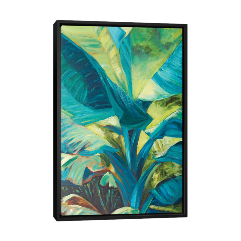 « green banana duo i », impression sur toile, H 26 po x l 18 po x P 1,5 po, Toile avec cadre noir, Pas de tapis