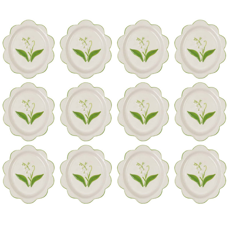 Hand-Painted Scalloped Stoneware Plate