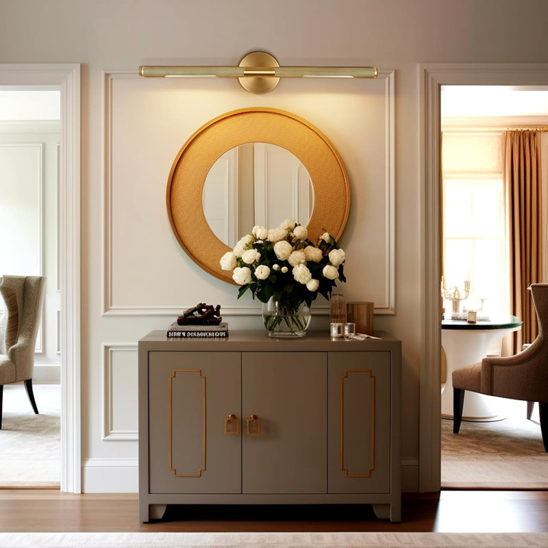 Dimmable Wall Sconce 360° Rotatable Picture Light (Bulbs Included), 24" H x 24" W x 3" D, Brass