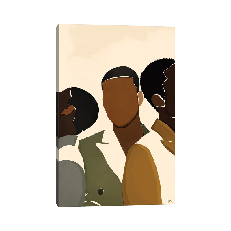 Impression d’art graphique, "Brothers" par Brie Nicole, H 18 po x l 12 po x 1,5 po, Toile tendue, Pas de tapis