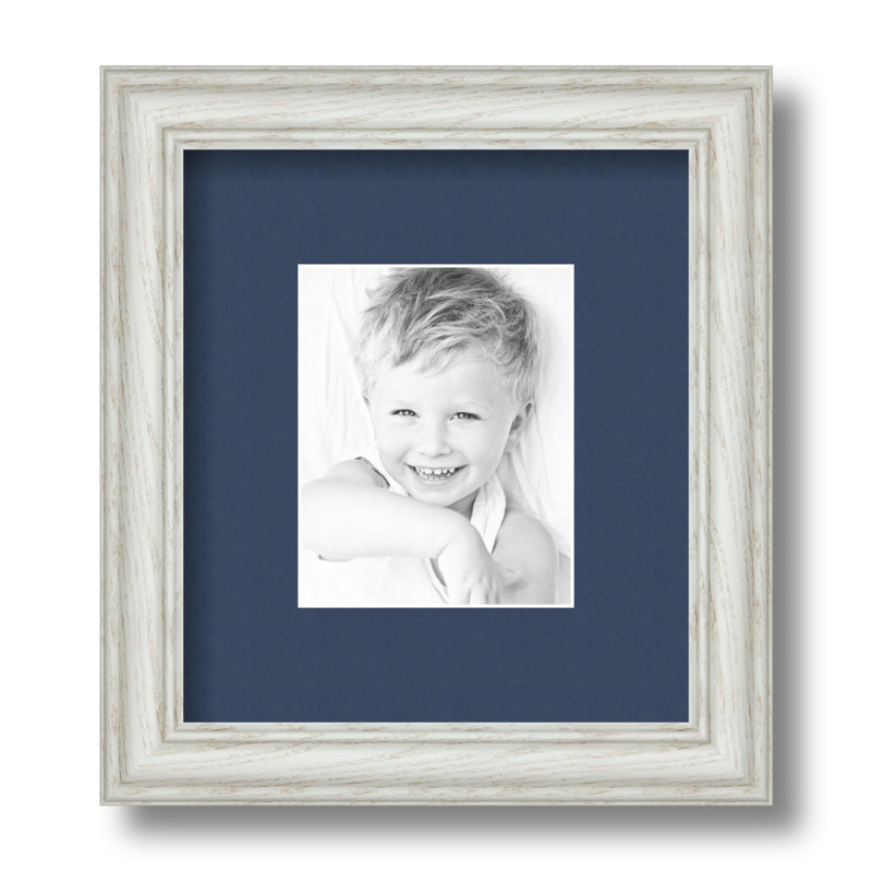 Cadre pour photo simple 3,5 po x 5 po en bois mat blanc, Bleu minuit