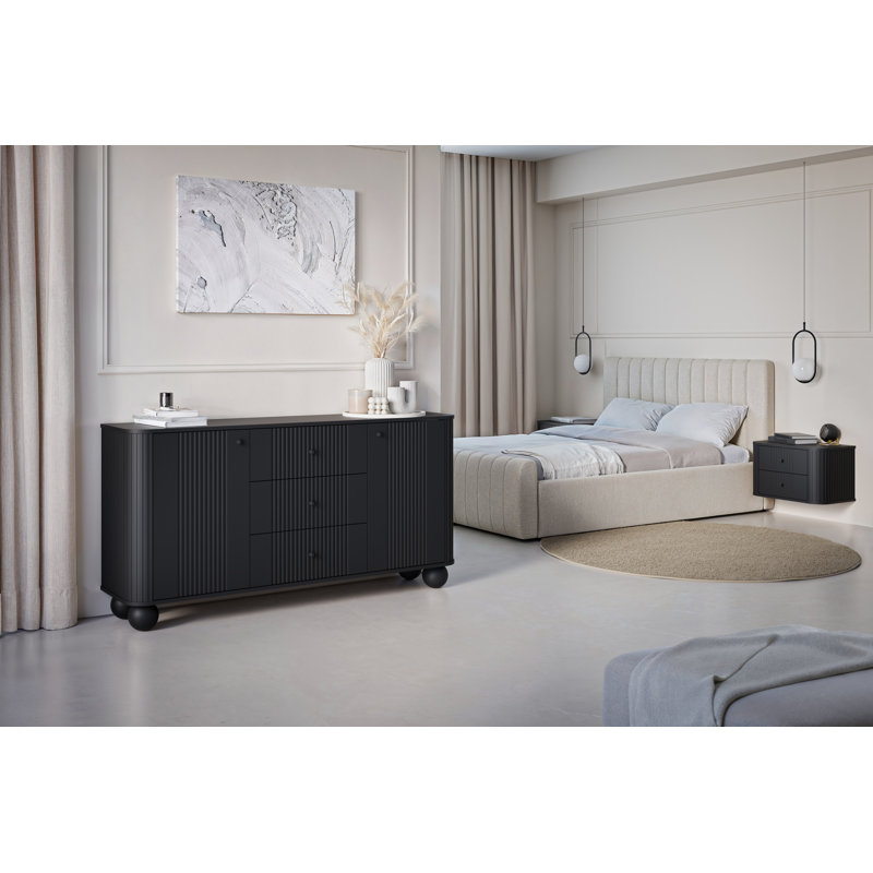 Dayzee Komoda 160 2d3sz - handles, Black/Black
