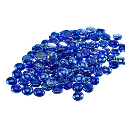 Verre de feu, pierres de foyer résistantes aux températures élevées de 10 lb / 4,5 kg, perles de verre de foyer réfléchissantes et sans fumée de 3/4 po / 19,05 mm, aménagement paysager en pierre à haute brillance pour table de foyer, bleu cobalt