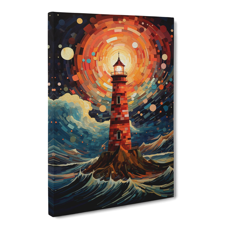 Lighthouse Orphism Art - Wrapped Canvas, 76cm H x 50cm W x 3cm D
