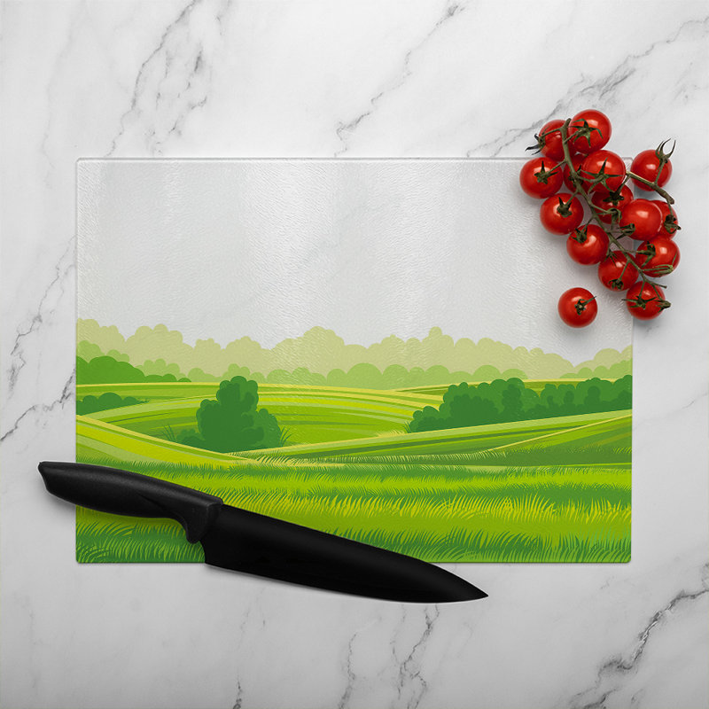 Landscape illustration Designer Glass Chopping Board, 28cm L x 20cm W