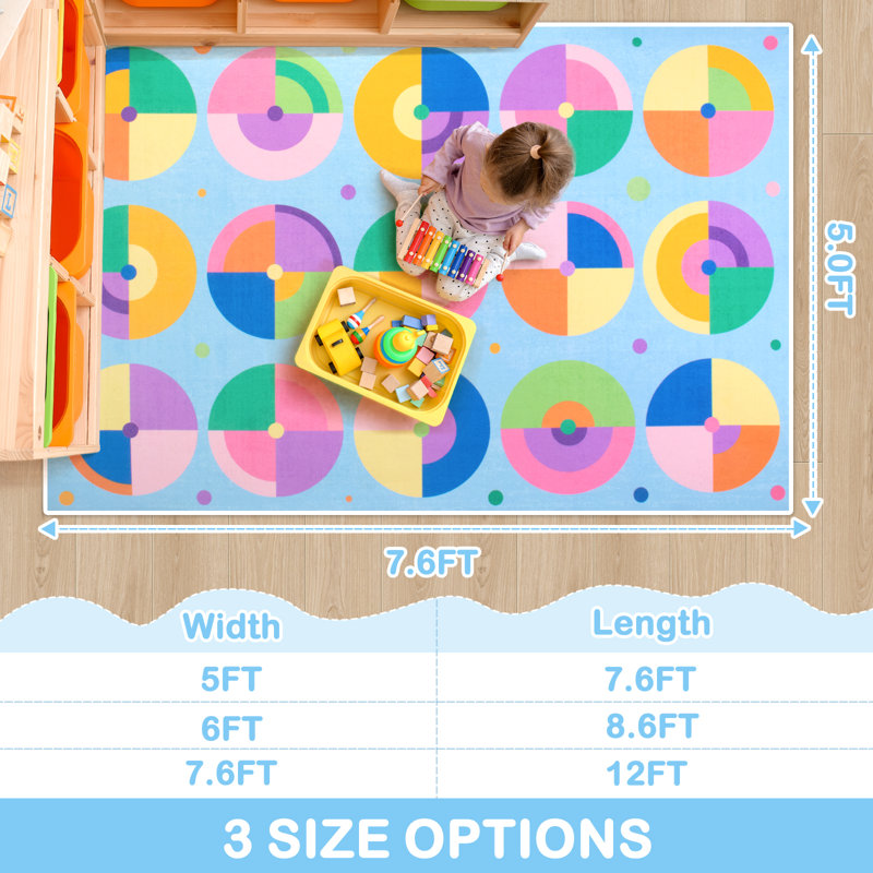 Tapis de salle de classe pour jouer et apprendre, Rectangle 6' x 9'