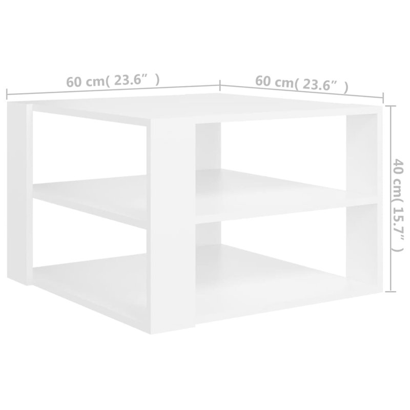Table basse simple avec cadre en bois manufacturé avec rangement, Beige