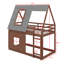 Lit superposé en bois avec échelle, barrière de sécurité, toit et glissade Wood House