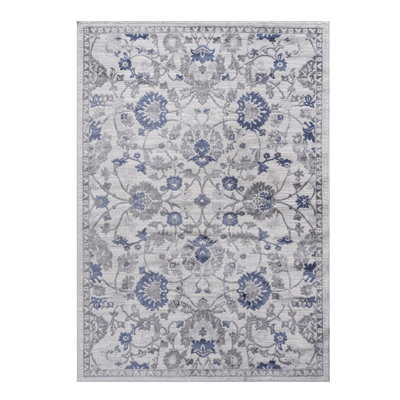 6x9 Area Rug With Blue/silver/ Pattern, Non-shedding, Stain , For Dining Room, Bedroom, Living Room Decor Rug, Revamps Dining, Home Office