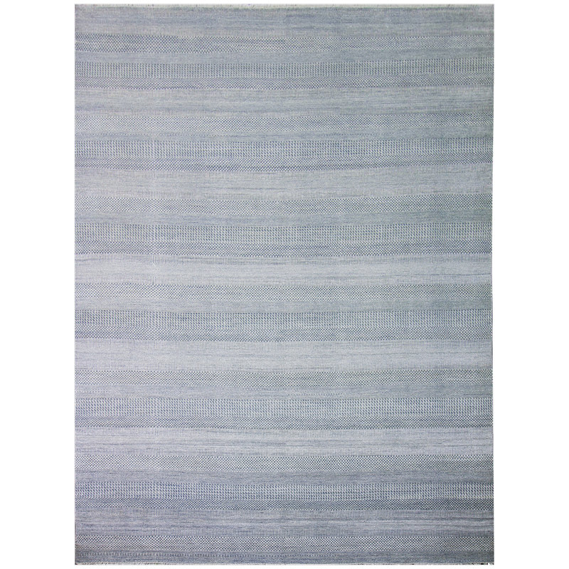 Tapis gris / argent noué à la main de haute qualité, Tapis de couloir 2 pi 6 po x 9 pi