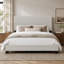 Grand lit tapissier Efram crème avec tête de lit rembourrée et design minimaliste moderne, parfait pour les chambres contemporaines