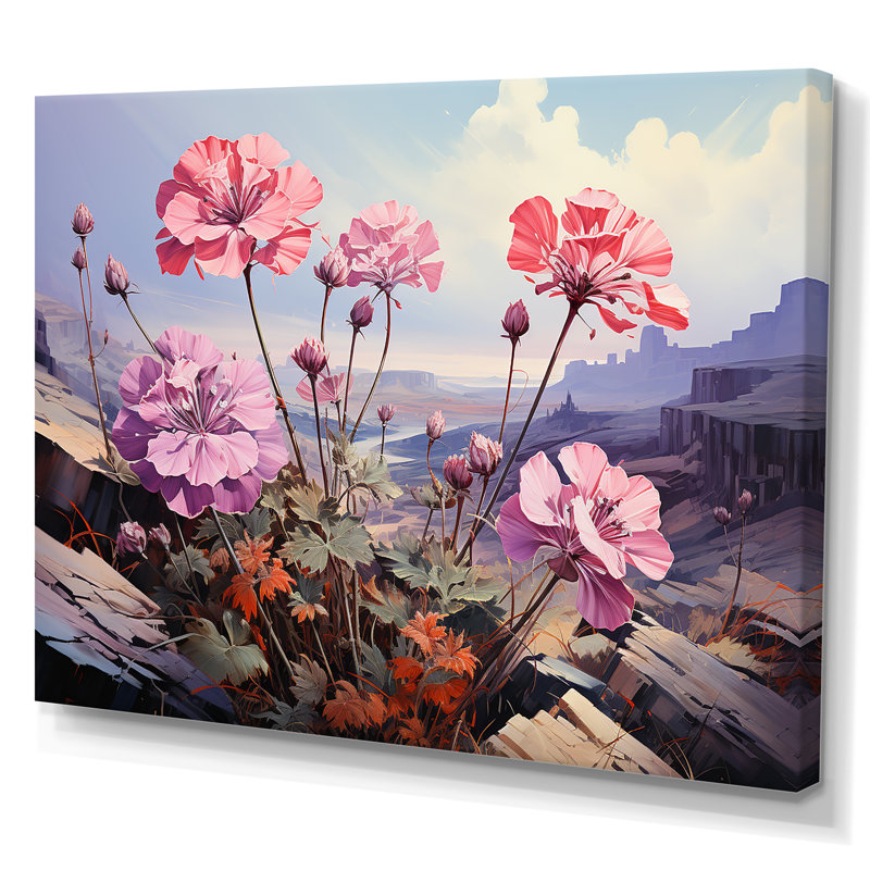 «Mountain Geraniums Flower Blossom», reproduction sur toile, Toile tendue, H 12 po x l 20 po