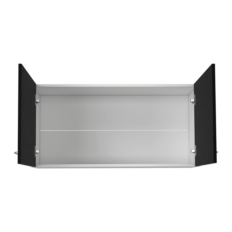 Armoire murale H 19 po, deux portes, deux tablettes internes, Noir