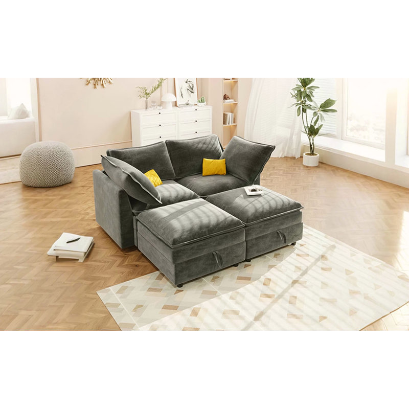 Canapé 4 pièces avec rangement Mirod, Gris