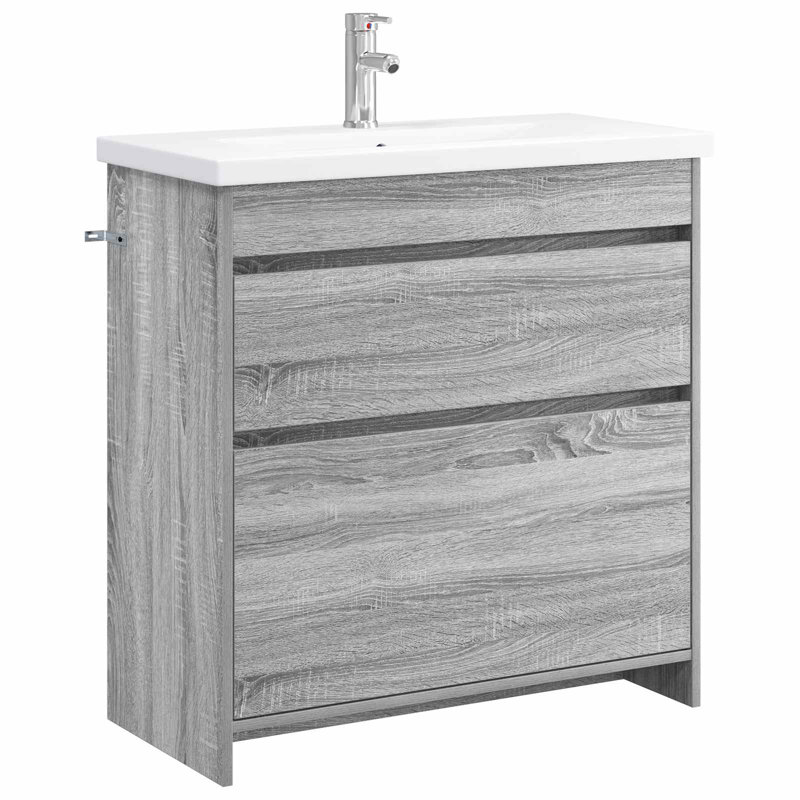 Vanity & Mirror Set, Grey Sonoma