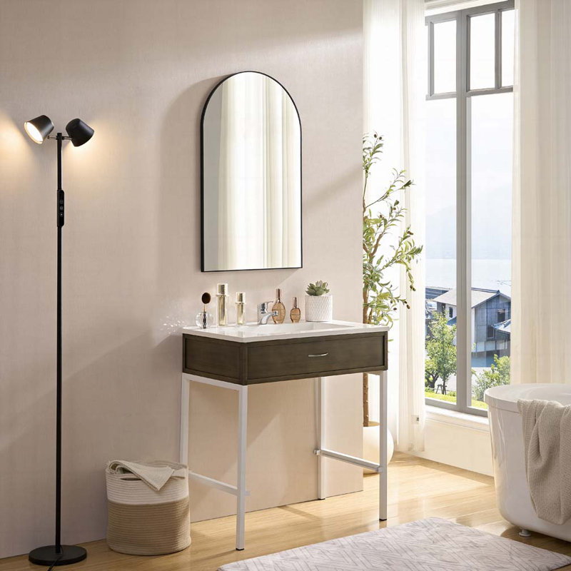 Miroir mural 36 * 22 pouces noir en métal ovale miroir