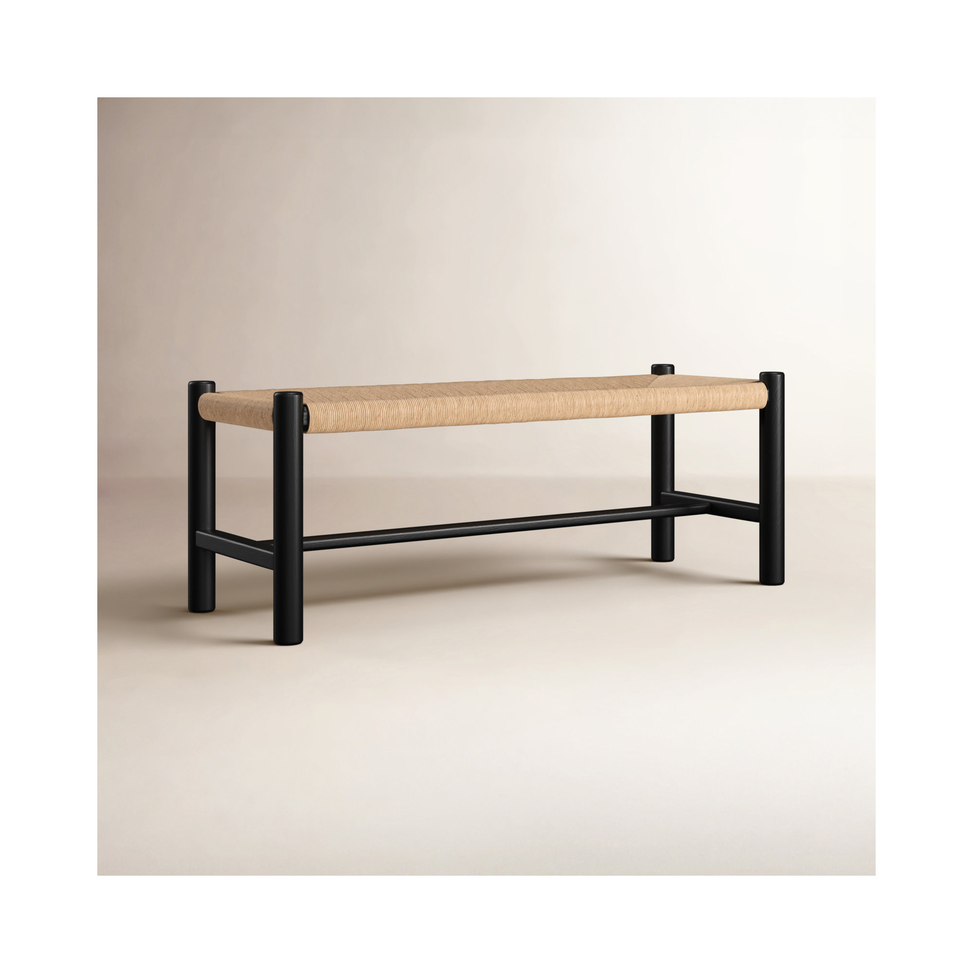 Brighton Wood Bench, Black, 18" H x 48" W x 17" D