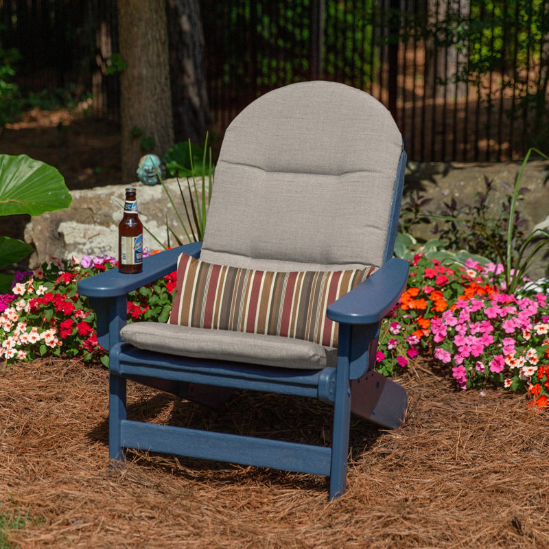 Casual Cushion Outdoor Adirondack Chair Cushion, Sunbrella Fade & Water Resistant for Adirondack Lawn & Patio Chairs, 20.5"W x 18"D, 2" thick; Back 20.5"W x 31"H, 2" thick, Reversible, Cast Silver