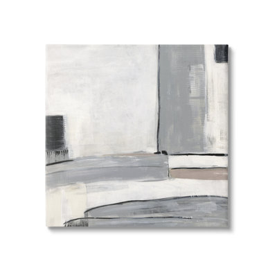 " Abstract Gray Geometric Shapes " by Sally Swatland Painting Print