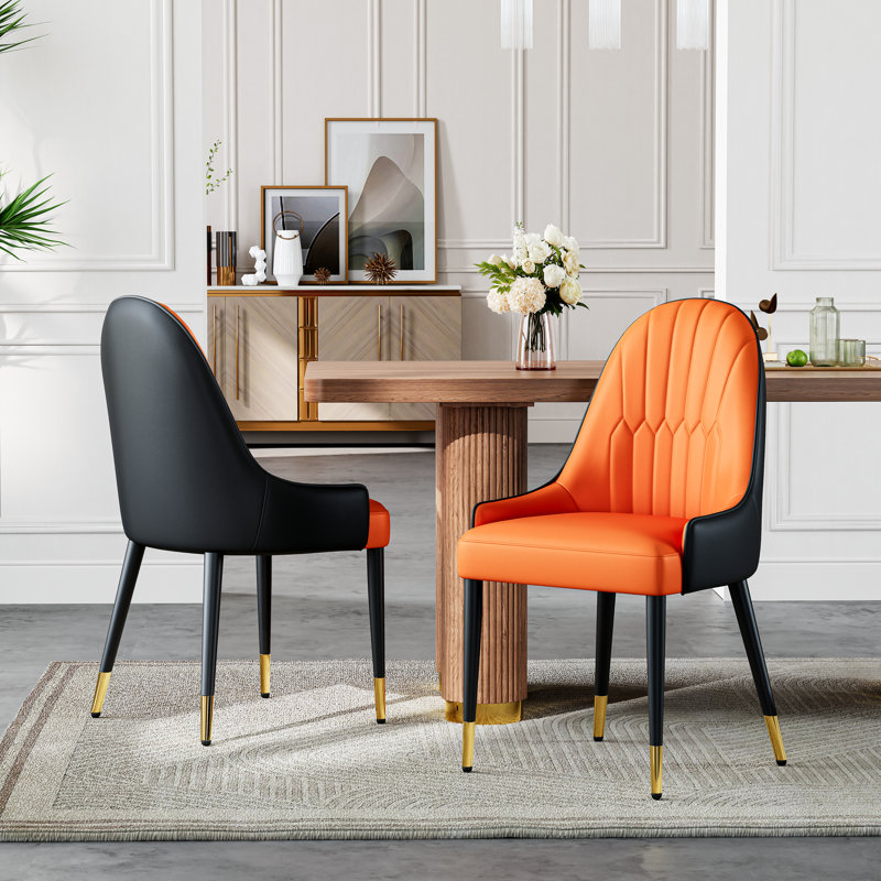 Chaise parsons rembourrée Canalou, Orange / noir