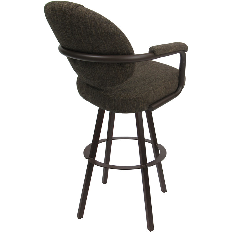 Tabouret de bar pivotant en métal Leandra, Mélange de polyester Sanora / cadre brun