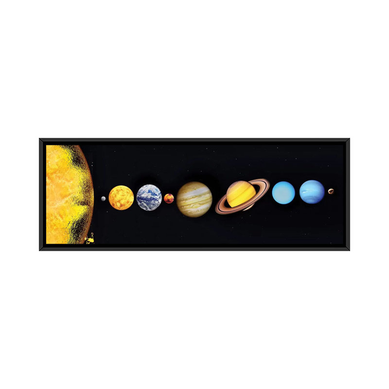 «Le soleil et les planètes de notre système solaire» par Mark Stevenson, impression sur toile tendue, Cadre noir