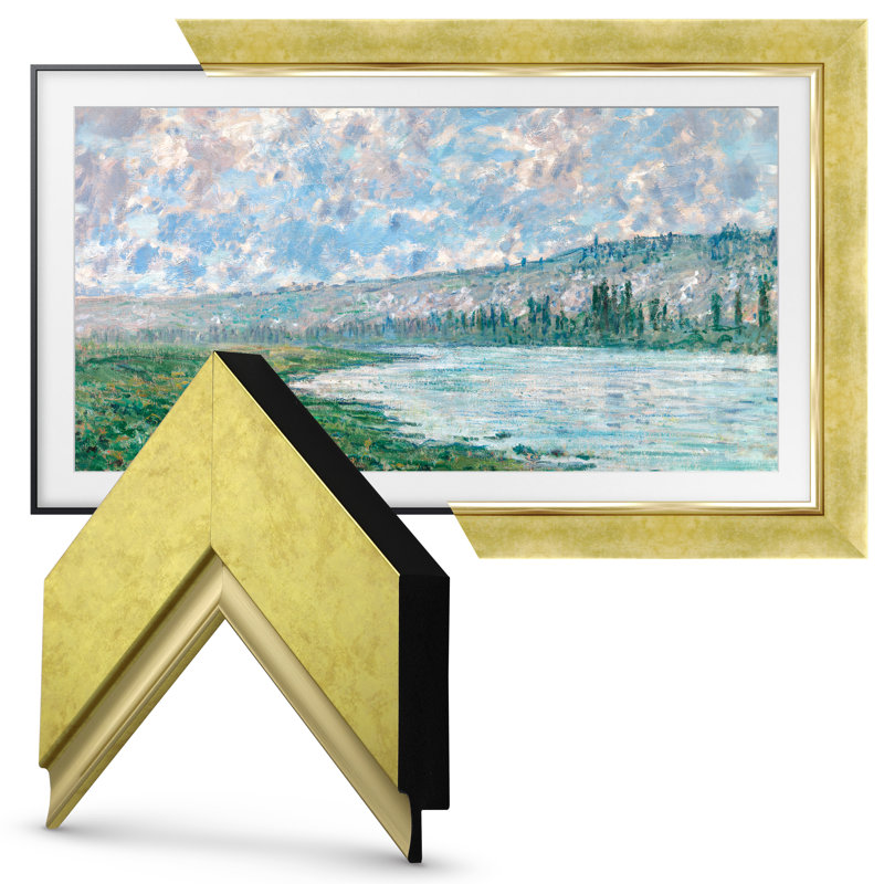 Contemporary Deco TV Frame for Samsung Frame TV and Frame Pro, Gold, 65"